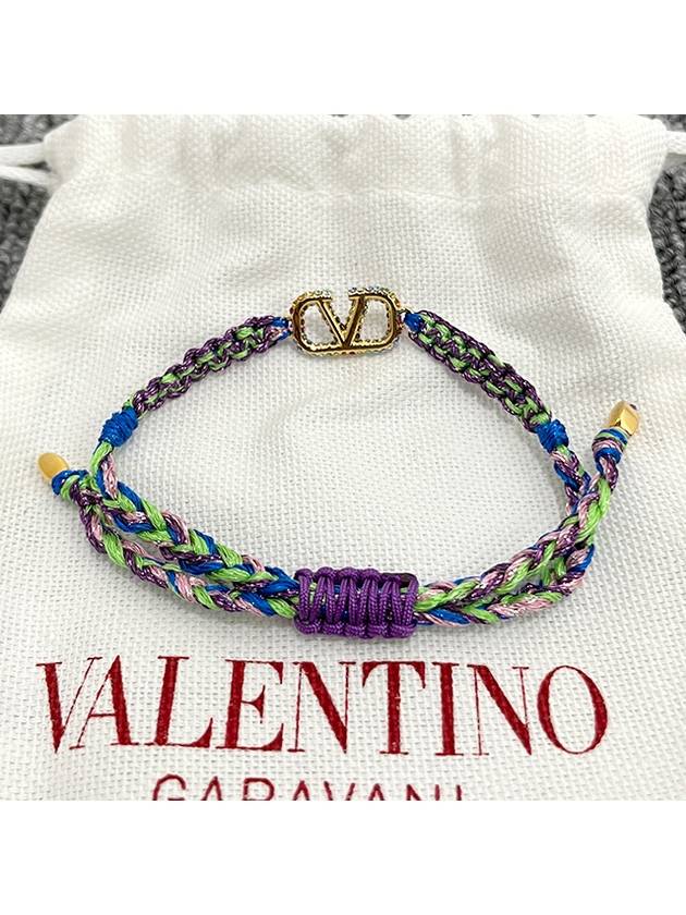 V Logo Signature Crystal Knot Bracelet - VALENTINO - BALAAN 7