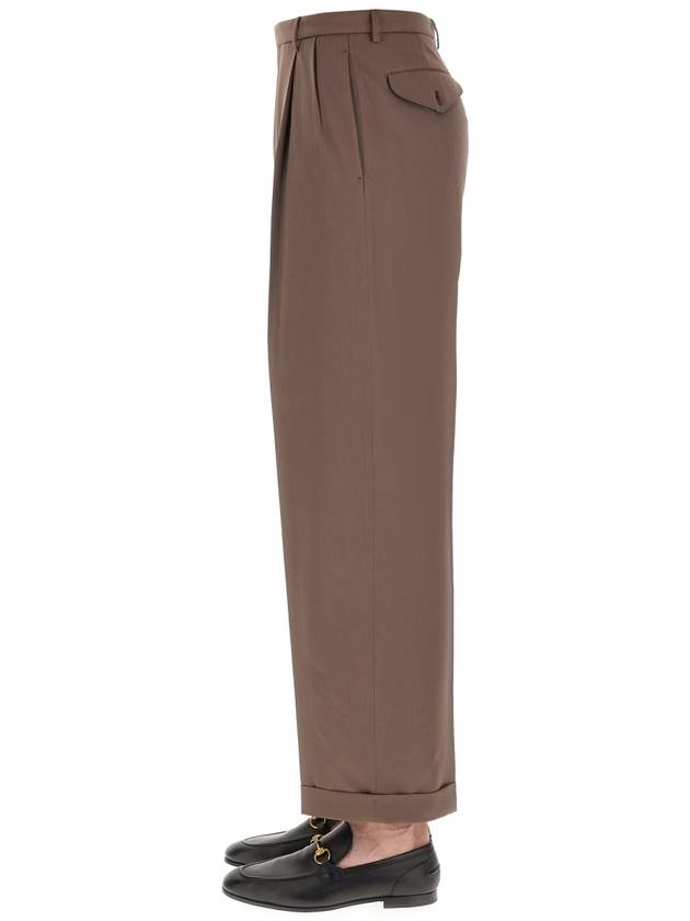 label wool straight pants brown - GUCCI - BALAAN 5