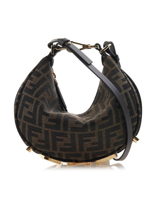 FF Jacquard Fabric Mini Bag Brown - FENDI - BALAAN 2