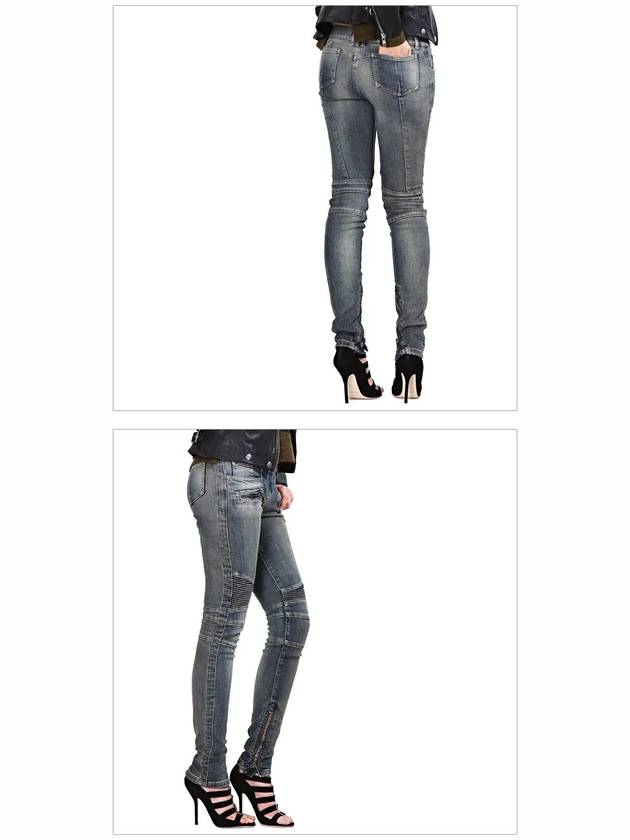 WoMen's Biker Skinny Jeans Blue - BALMAIN - BALAAN 4