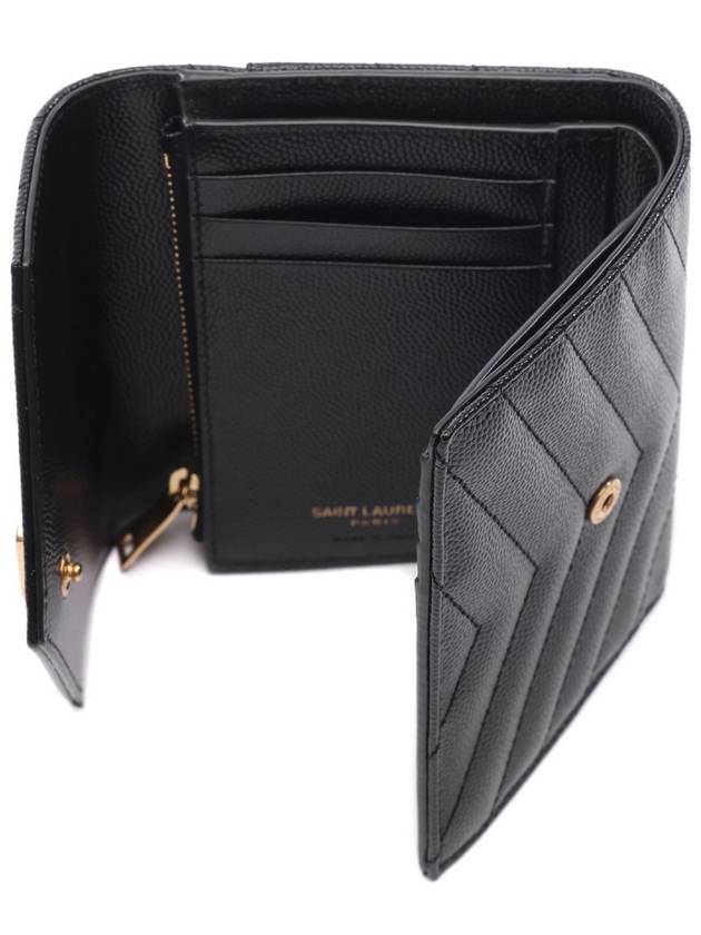 Matelasse Monogram Quilting Flap Half Wallet Black - SAINT LAURENT - BALAAN 7