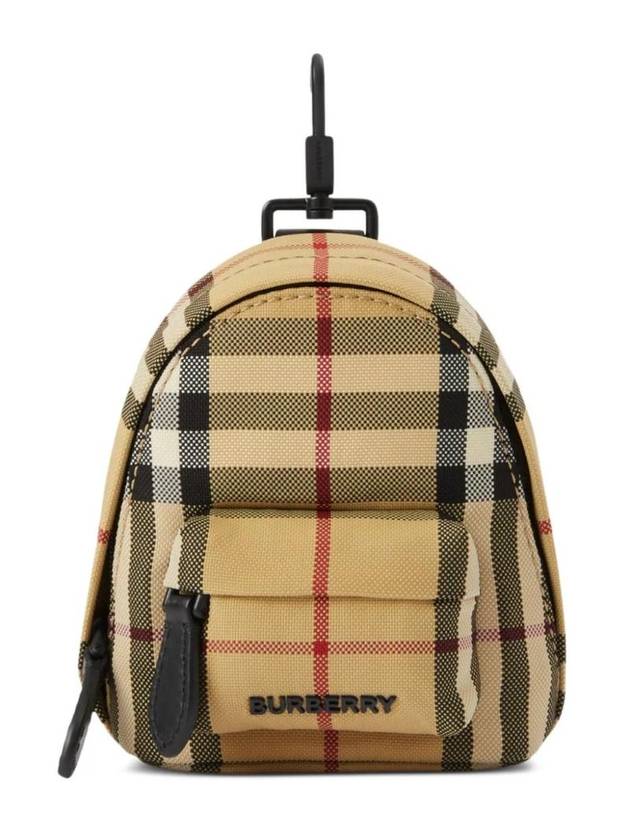 Jett Check Mini Canvas Backpack Charm Key Holder Beige - BURBERRY - BALAAN 1