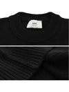 Intarsia Big Heart Logo Wool Knit Top Black - AMI - BALAAN 4