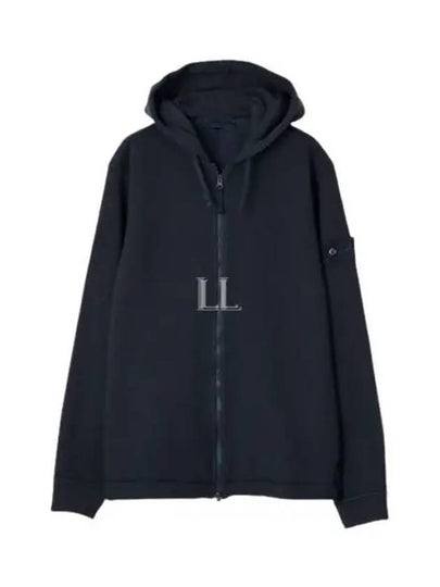 Ghost Piece Cotton Wool Fleece Zip Up Hoodie Navy - STONE ISLAND - BALAAN 2