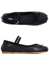 Women's Logo Leather Ballerinas Black - MIU MIU - BALAAN 2