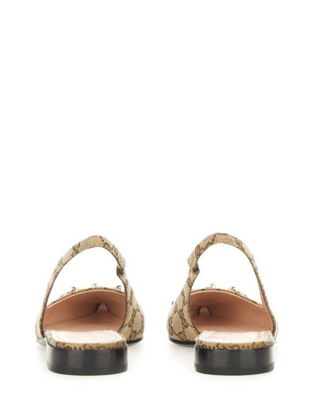 Horsebit Slingback Ballet Flat Beige Ebony - GUCCI - BALAAN 5