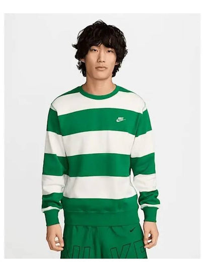 Club Fleece Striped Heavy Weight French Terry Crew Neck Sweatshirt Malachite Sail - NIKE - BALAAN 2