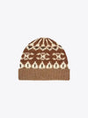 Triomphe Fair Isle Wool Beanie Camel - CELINE - BALAAN 2