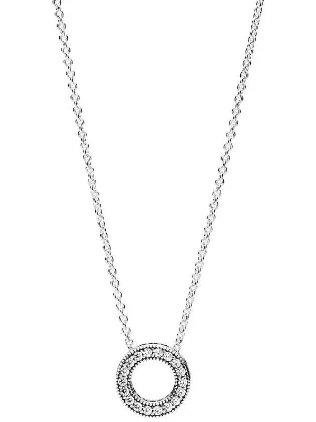 Logo Pave Circle Collier Necklace Sterling Silver - PANDORA - BALAAN.