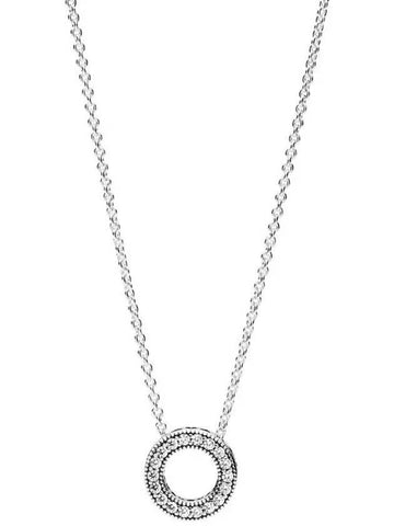 Logo Pave Circle Collier Necklace Sterling Silver - PANDORA - BALAAN.