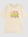 Surfing Foxes Logo Print Short Sleeve T-Shirt Beige - MAISON KITSUNE - BALAAN 3