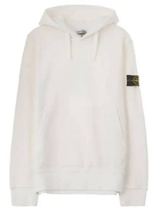 Men's Wappen Patch Brushed Cotton Hoodie White - STONE ISLAND - BALAAN 2