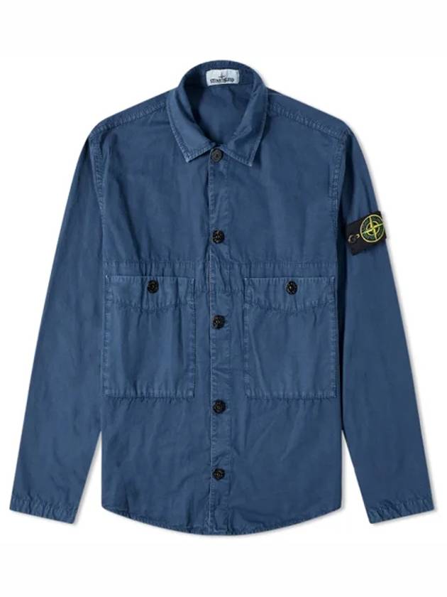 Men's Wappen Two Pocket Overfit Long Sleeve Shirt Blue - STONE ISLAND - BALAAN 2