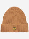 Bold Fox Head Patch Ribbed Beanie Golden Brown - MAISON KITSUNE - BALAAN 3