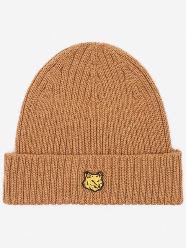 Bold Fox Head Patch Ribbed Beanie Golden Brown - MAISON KITSUNE - BALAAN 3