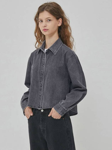 Denim minimal crop shirt gray - RYUL+WAI: - BALAAN 1