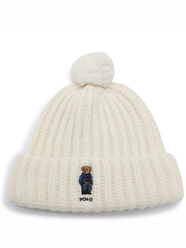 Bear Pom Pom Beanie Ecru - POLO RALPH LAUREN - BALAAN 1