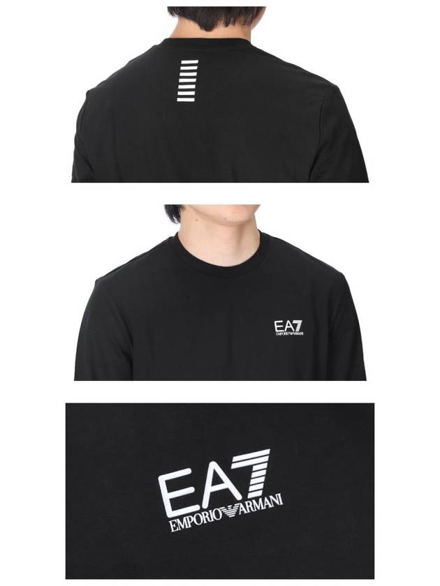 EA7 White Logo Print Sweatshirt Black - EMPORIO ARMANI - BALAAN.