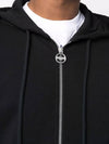 Embroidered Logo Cotton Zip-Up Hoodie Black - LANVIN - BALAAN 3