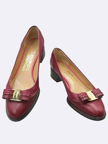 Ferragamo 0644587 FEDINA Burgundy color leather women s shoes - SALVATORE FERRAGAMO - BALAAN 1