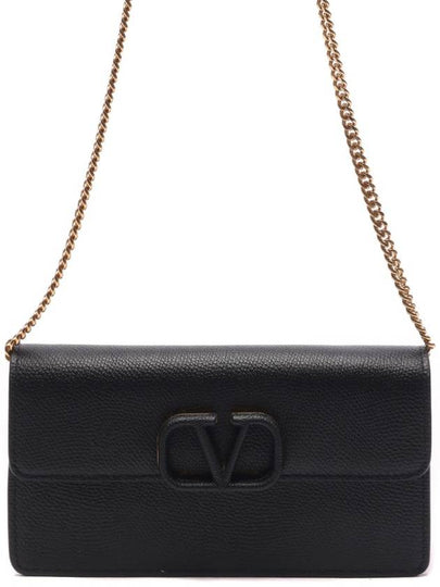 V Logo Chain Shoulder Bag Black - VALENTINO - BALAAN 2