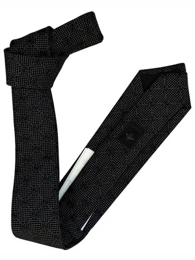 Men's GG Dot Pattern Silk Necktie Black - GUCCI - BALAAN 3