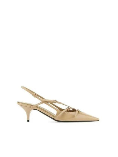 Buckles Patent Leather Slingback Heels Beige - MIU MIU - BALAAN 2