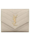 Monogram Cassandra Matelasse Half Wallet Ivory - SAINT LAURENT - BALAAN 1