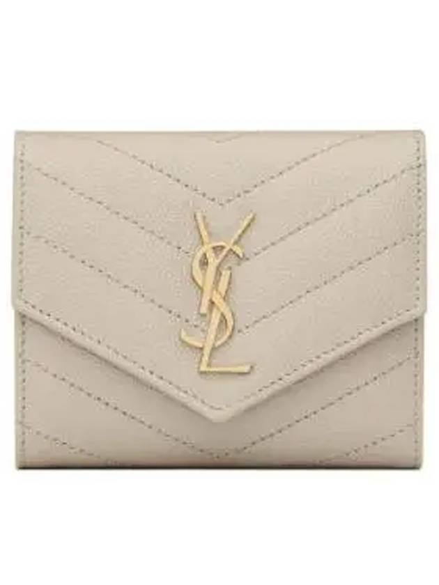 Monogram Cassandra Matelasse Half Wallet Ivory - SAINT LAURENT - BALAAN 1