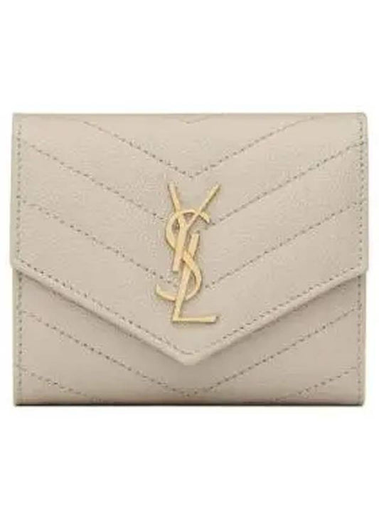 Monogram Cassandra Matelasse Half Wallet Ivory - SAINT LAURENT - BALAAN 1