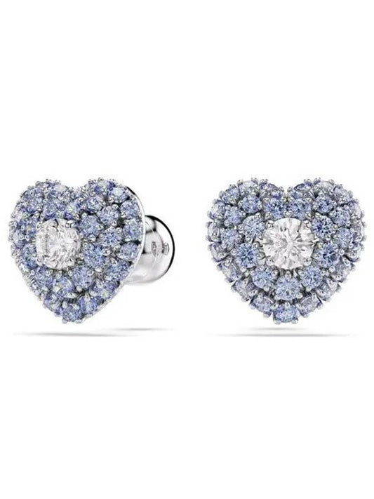 Idyllia Heart Stud Earrings Silver Blue - SWAROVSKI - BALAAN 2