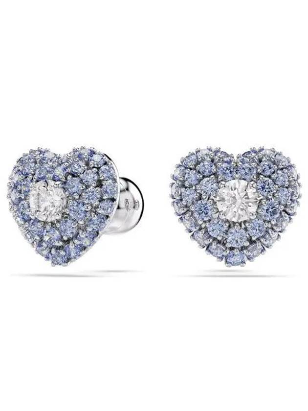 Idyllia Heart Stud Earrings Silver Blue - SWAROVSKI - BALAAN 3