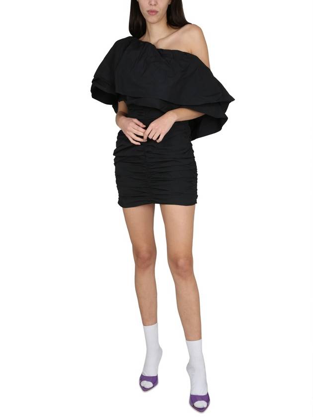 Drape one shoulder short dress black - ROTATE - BALAAN 3