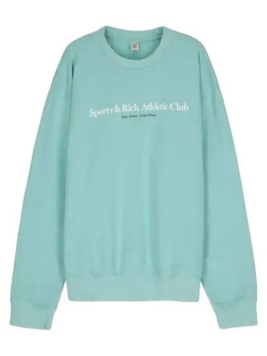 Athletic Club Crew Neck Sweatshirt Aqua White - SPORTY & RICH - BALAAN 1