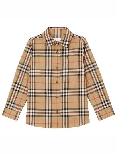 Vintage Check Stretch Cotton Long Sleeve Shirt Beige - BURBERRY - BALAAN 2