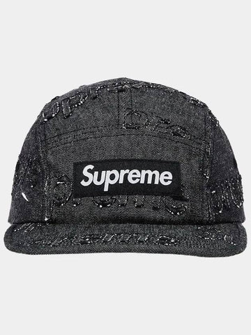 Patch logo lasered denim camp cap hat black FW24H25 - SUPREME - BALAAN 1