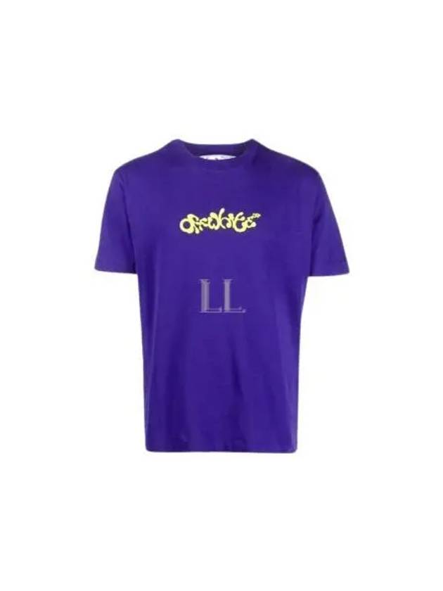 Arrow Neon Velour Lettering Short Sleeve T-Shirt Purple - OFF WHITE - BALAAN 2