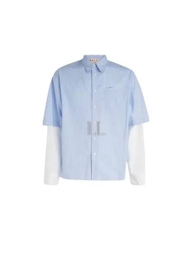 Logo Stripe Long Sleeve Shirt Blue - MARNI - BALAAN 2