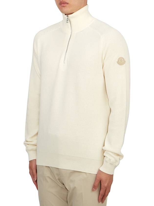 Cotton Cashmere Half Zip Knit Top White - MONCLER - BALAAN 4