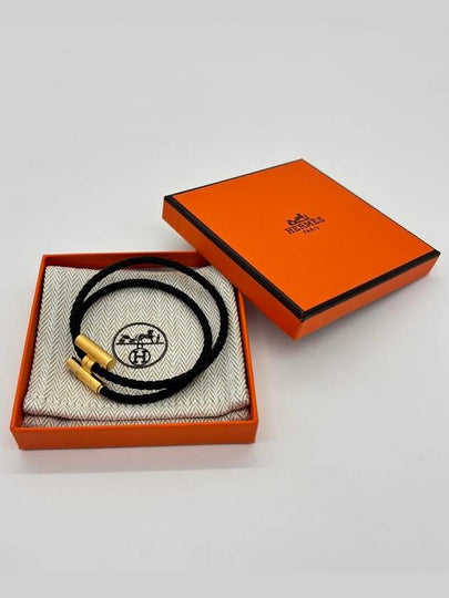 Tunis Tresse Gold Bracelet Noir - HERMES - BALAAN 2