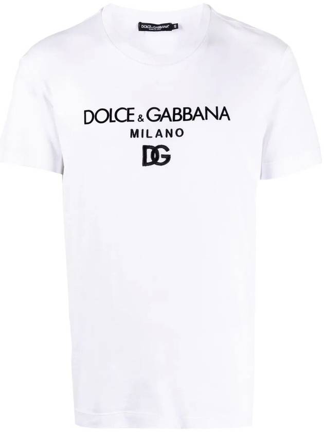 Men's Embroidered Logo Short Sleeve T-Shirt White - DOLCE&GABBANA - BALAAN 2