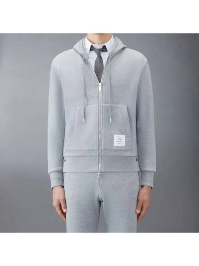 Center Back Stripe Cotton Zip Up Hoodie Light Grey - THOM BROWNE - BALAAN 2