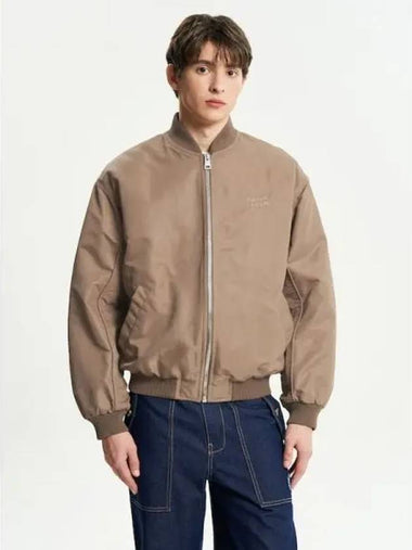 Men s bomber nylon logo lettering embroidery taupe color domestic product - MAISON KITSUNE - BALAAN 1