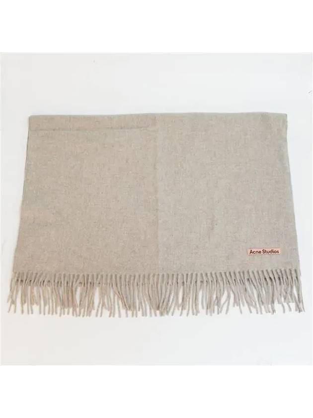 Logo Wool Fringe Scarf Oatmeal Melange - ACNE STUDIOS - BALAAN 5