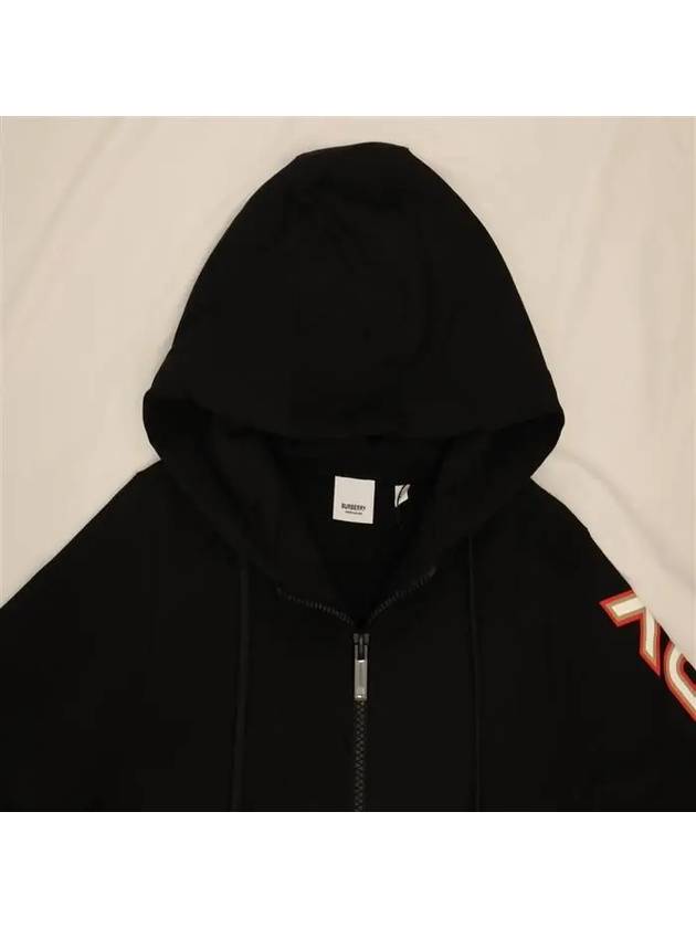 logo print overfit hooded zip-up black - BURBERRY - BALAAN.