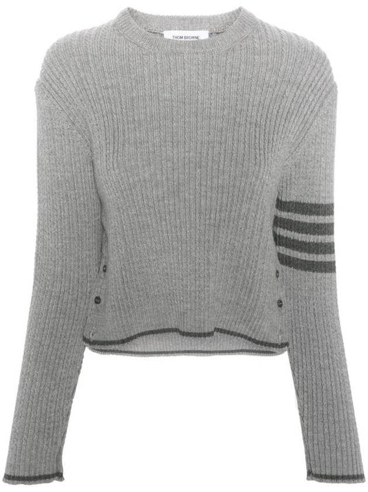 4 Bar Stripe Cable Knit Top Grey - THOM BROWNE - BALAAN 1