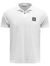 Men's Logo Patch Short Sleeve Cotton Polo Shirt White - STONE ISLAND - BALAAN 3