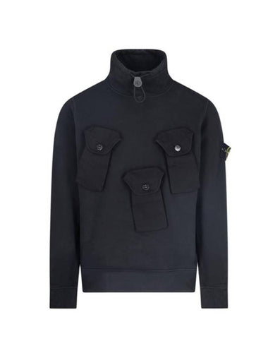 Wappen Patch Multi-Pocket Mock Neck Sweatshirt Navy - STONE ISLAND - BALAAN 1