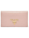 Vitello Gold Logo Saffiano Card Holder Powder Pink - PRADA - BALAAN 1