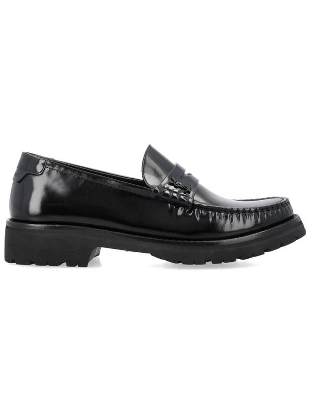 Women's Chunky Penny Slippers Smooth Leather Loafers Black - SAINT LAURENT - BALAAN 2